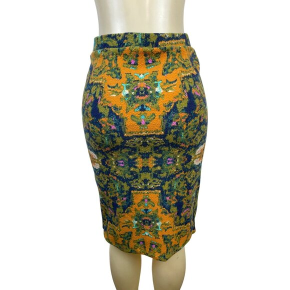 Chelsea & Theodore Women’s Knit Pencil Skirt Multicolor Abstract Pattern Sz S - Picture 3 of 6